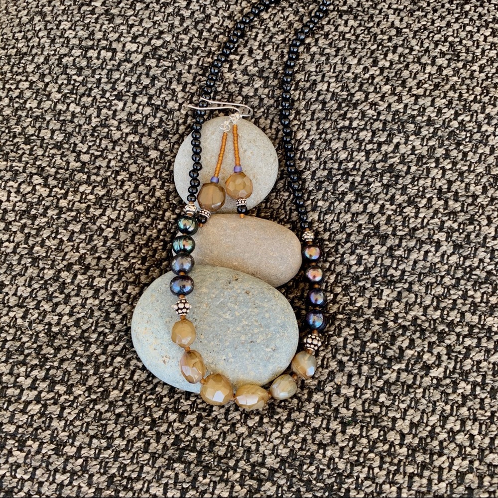 Agate Freshwater Pearl & SSilver accents - Picture 2 of 8